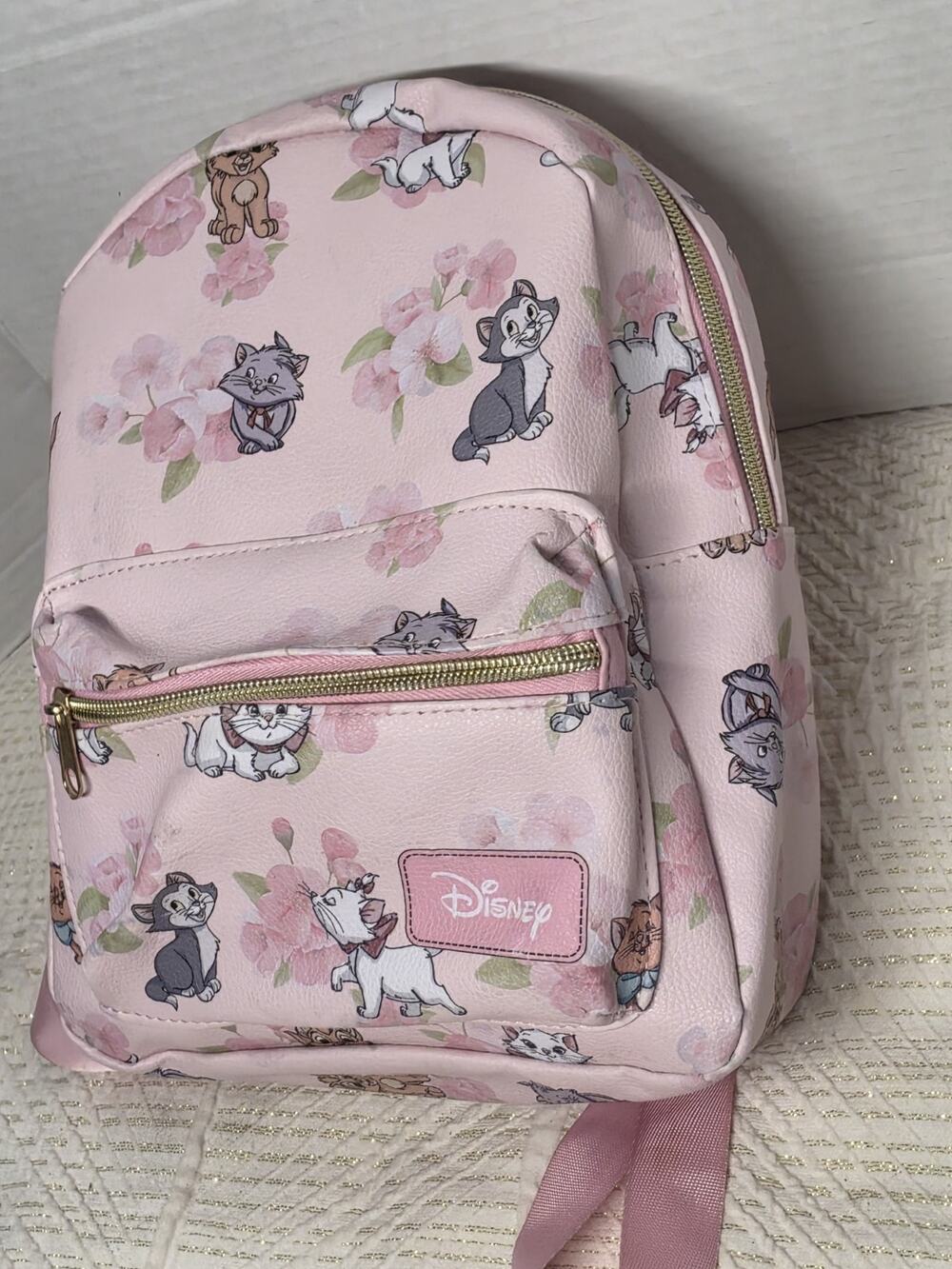 Disney Aristocats Marie Cherry Blossom Sakura Pink Mini Backpack Vtg Y2K Kitty